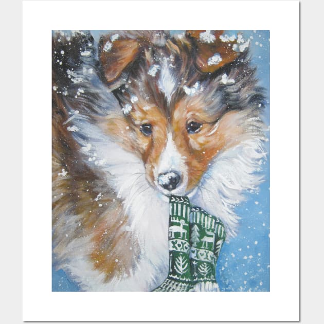 Shetland Sheepdog Christmas Fine Art Painting Wall Art by LASHEPARD